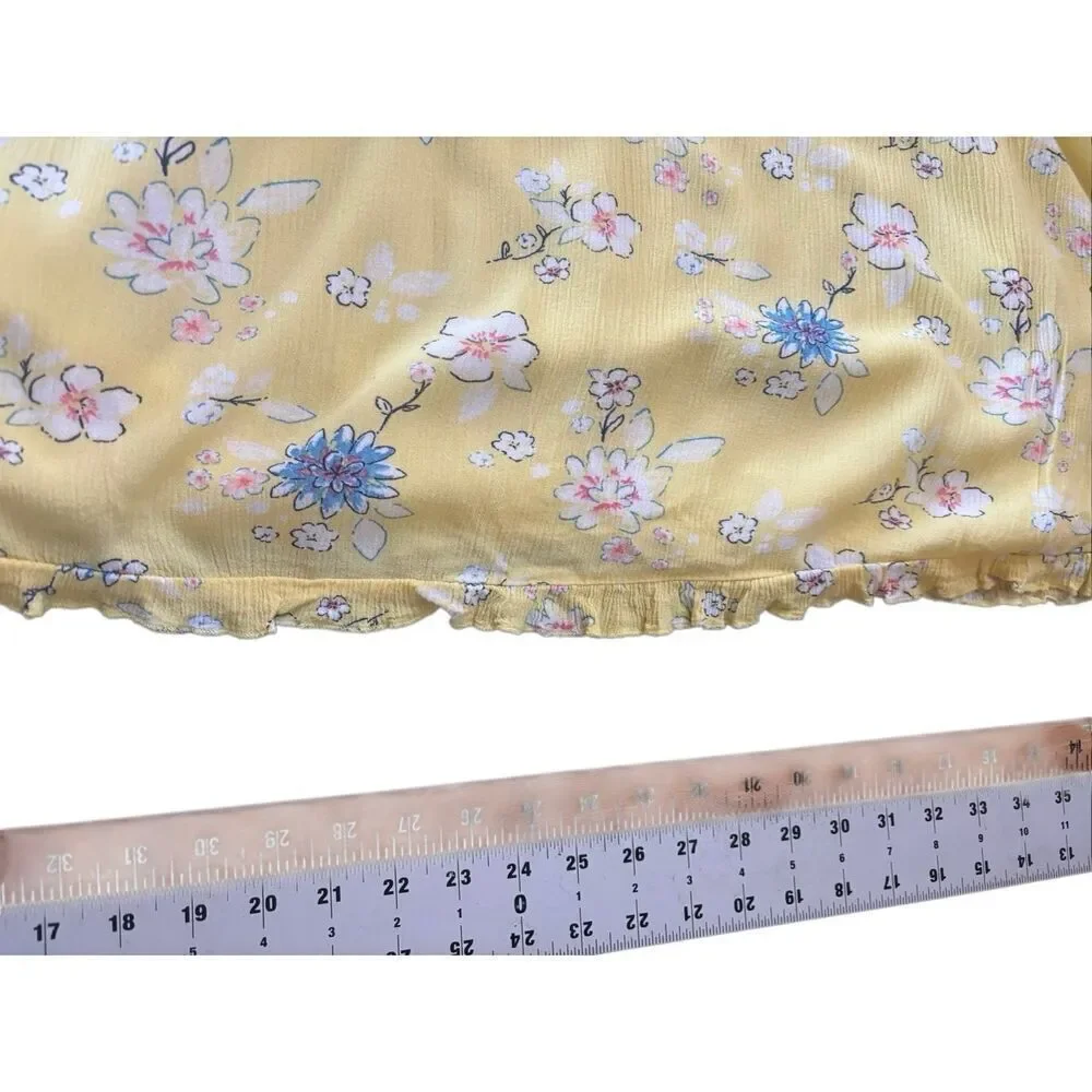 Justice Girls Yellow Floral Flutter Sleeve Dress size 16
